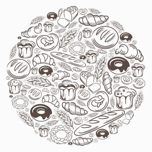 Vector illustration of Bakery Round Pattern