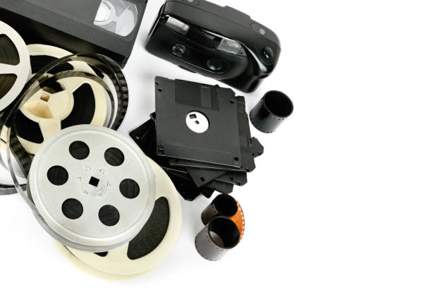 istock Old photo and video equipment isolated on white background. 1137373399