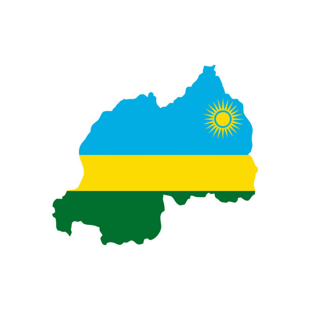 Map with color flag of Rwanda Map with color flag rwanda stock illustrations