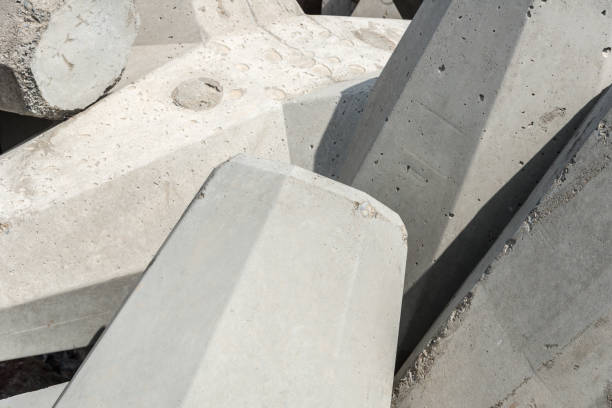 istock Concrete tetrapod structure walls at the beach - monochrome abstract 1137375466