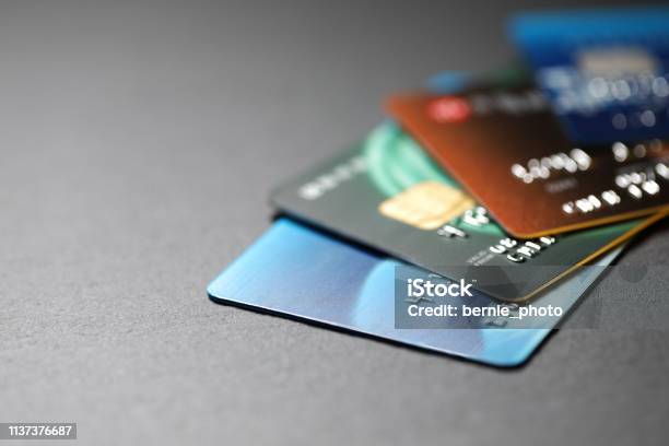 Stacked Credit Cards Stock Photo - Download Image Now - Credit Card, White Collar Crime, Debt