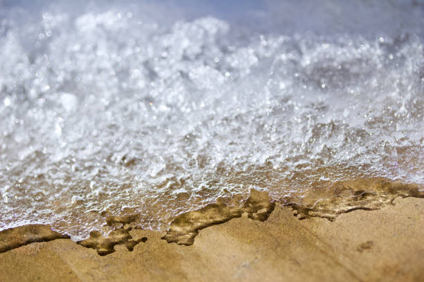 istock Macro abstract of melting snow on a wood surface in early spring 1137377085
