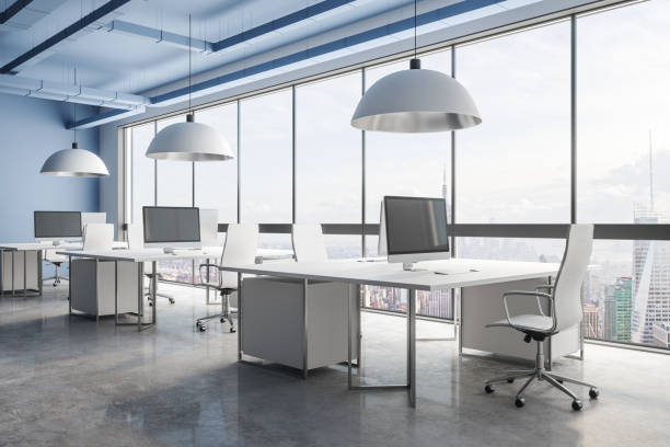 istock Clean office interior with city view 1137377184