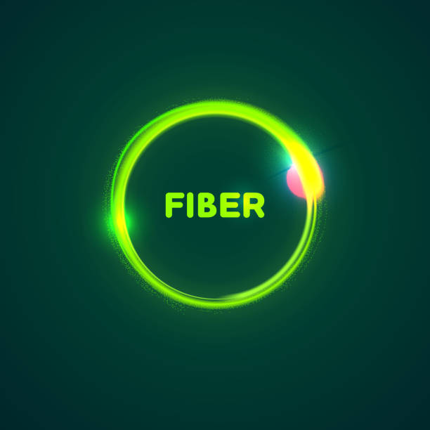 추상적인 섬유 원 - fiber optic technology abstract green stock illustrations