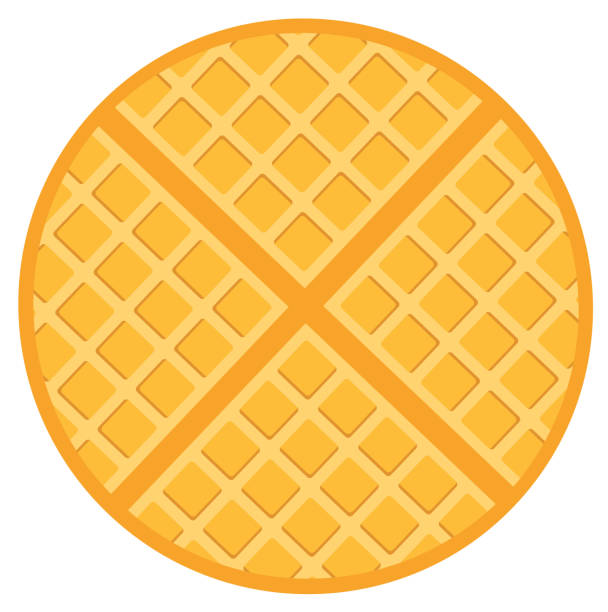 ilustraciones, imágenes clip art, dibujos animados e iconos de stock de desayuno waffle, bélgica redonda gofre diseño plano - waffle belgian waffle belgian culture isolated