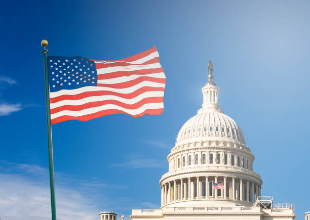 istock American flag waving with the Capitol Hill 1137385579