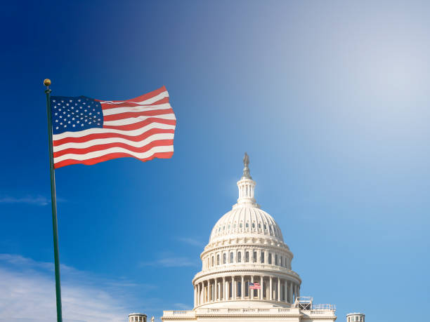 istock American flag waving with the Capitol Hill 1137385808
