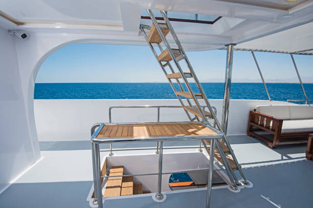 istock Steps on deck of a luxury motor yacht 1137387033