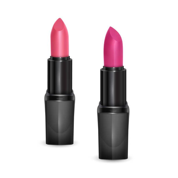 istock Set of Realistic lipsticks bright pink and light pink colors isolated on white background, Premium cosmetic products. 1137389384