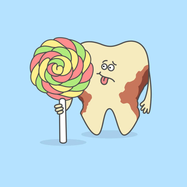 istock Tooth with a candy and decay or caries. Dental care icon. Bad food for your teeth. 1137397698