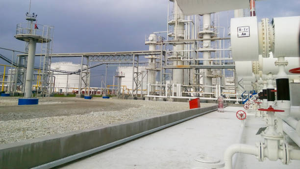 istock Heat exchangers in a refinery 1137398068
