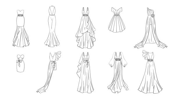 120+ Drawing Of Prom Dress Sketches Illustrations, Royalty-Free Vector ...