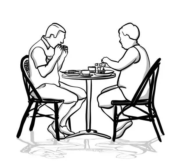 Vector illustration of Married Couple Breakfast Out