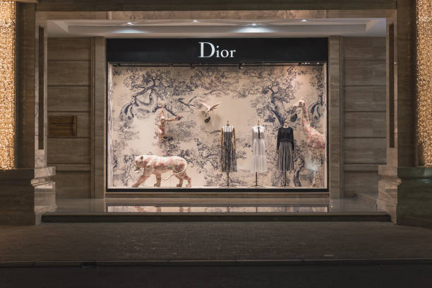 Art Installation In Dior Shops Window A View From The Street Stock