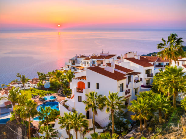 sunrise in puerto de santiago - tenerife imagens e fotografias de stock