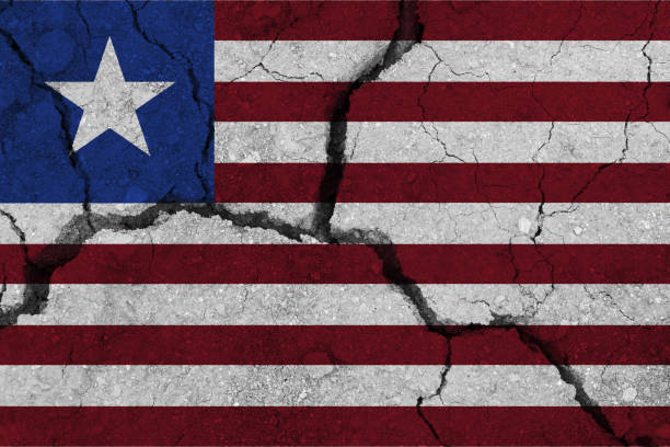 istock Liberia flag on the cracked earth 1137412086