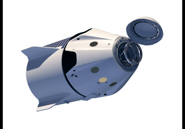 Commercial Crew Spaceship Isolated On White Background. 3D Illustration.