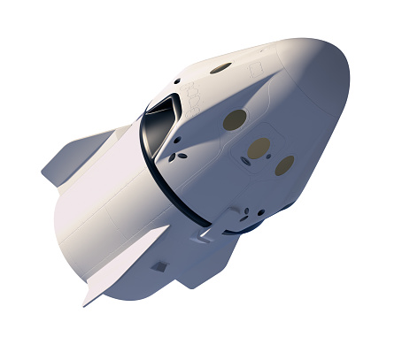 Commercial Crew Spacecraft Isolated On White Background. 3D Illustration.
