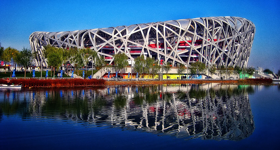 Beijing, China - September 16, 2014: Beijing National Stadium, also known as the Bird's Nest, was built for and opened in 2008 for the summer olympic games held in Beijing.