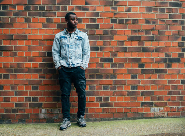 istock Generation Z black male in denim jacket 1137419738