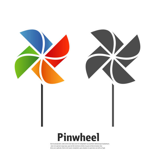 illustrations, cliparts, dessins animés et icônes de le logo pinwheel icône plate vector illustrations. - weather vane