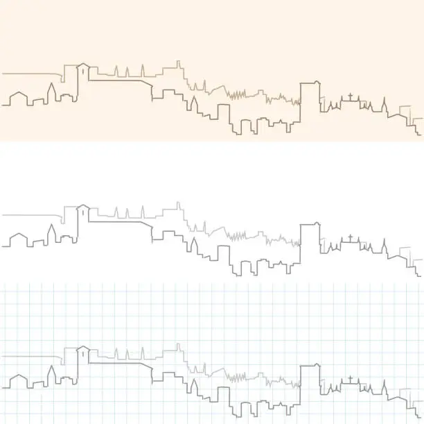 Vector illustration of Granada Hand Drawn Skyline