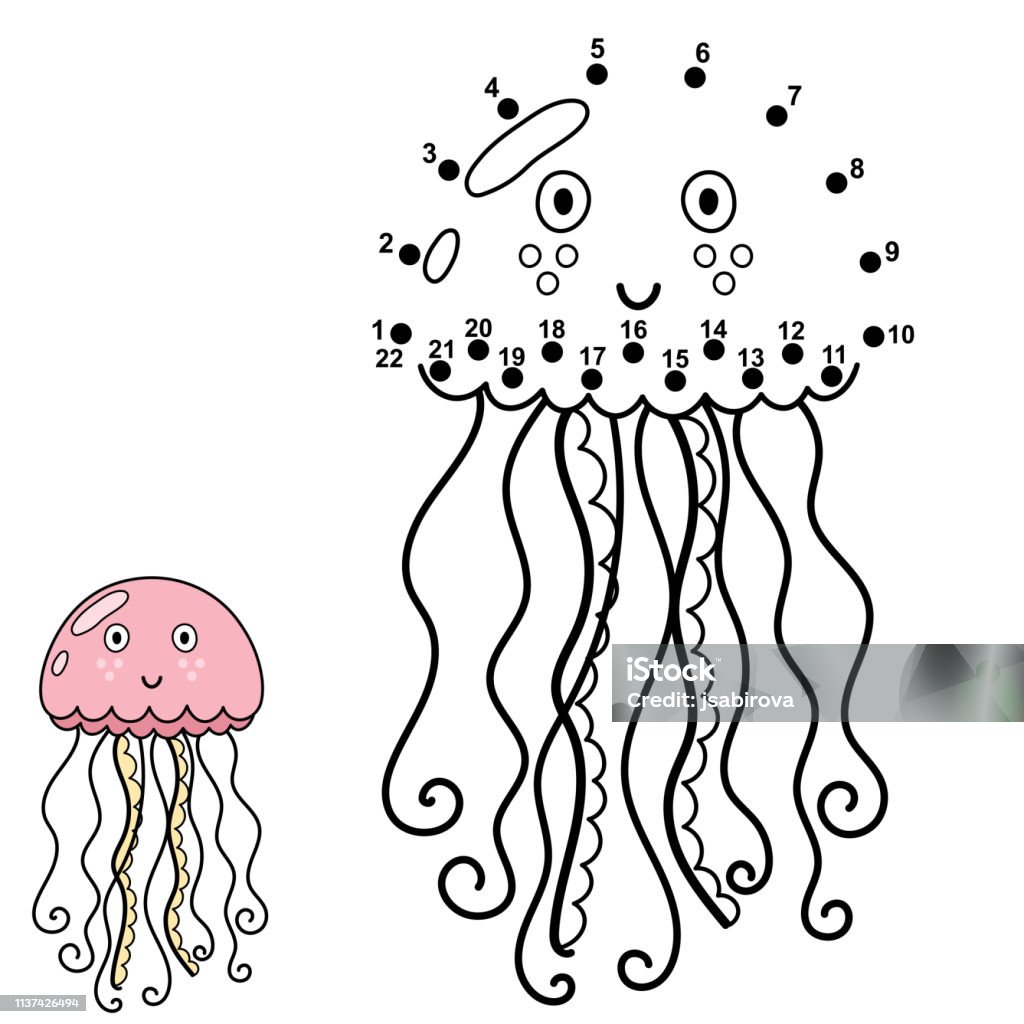 Kết Nối Các Dấu Chấm Và Vẽ Một Con Sứa Dễ Thương Hình minh họa Sẵn ...