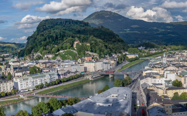 istock Salzach River with green Hills Background in summer 1137426973