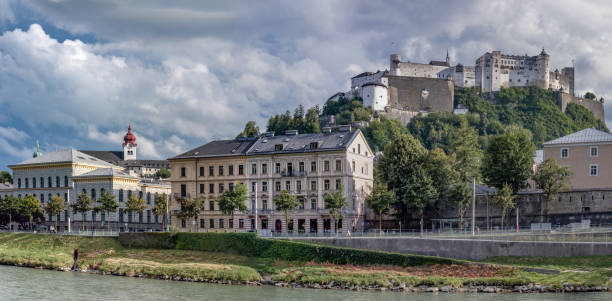 istock Hohensalzburg Castle with Cloudy Sky Background 1137427201