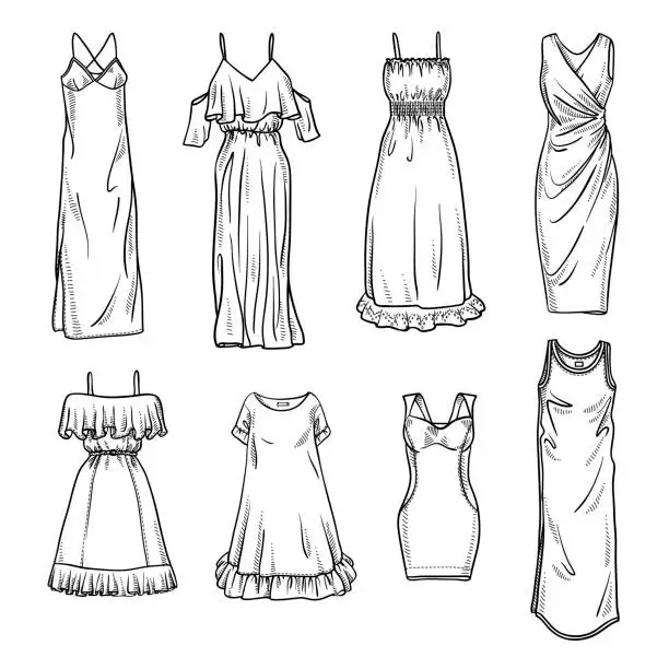 Vector illustration of Women's dresses