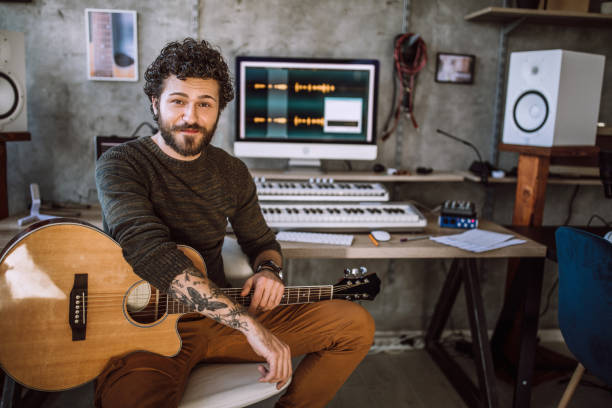 istock Portrait of pop singer in studio 1137437938