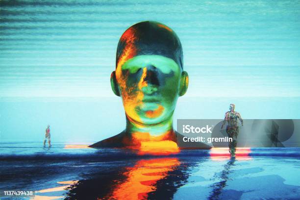 Cyborg Head With Crude Humanoid Shapes Stock Photo - Download Image Now - Abstract, Alien, Authority