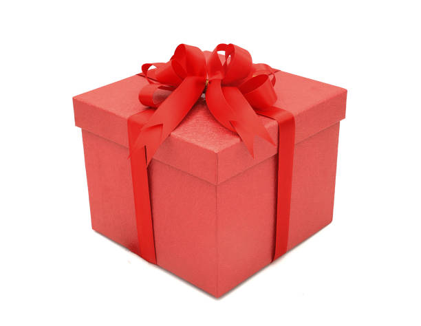 istock Decorative red gift box with bow and ribbon 1137440418