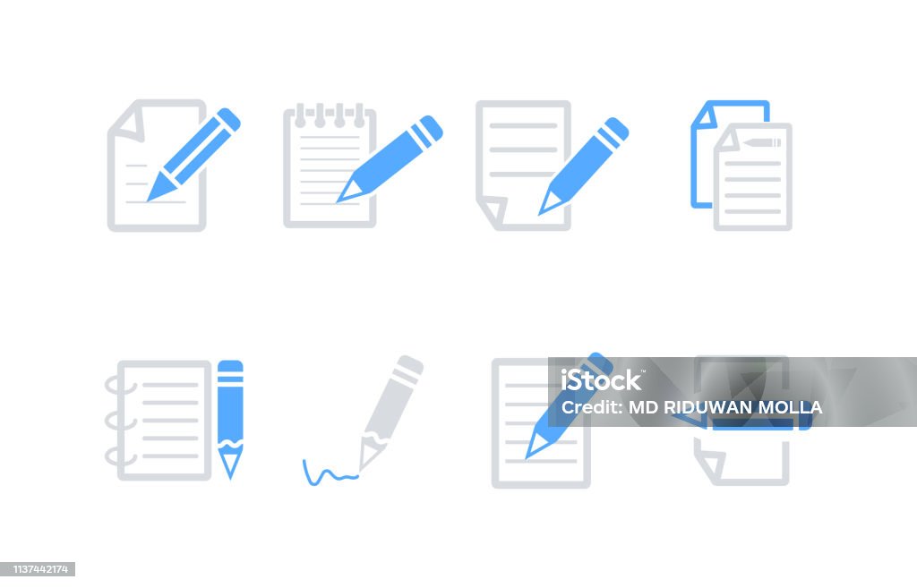Write A Note Icons Set Vector Flat Icon Of Notes Stock Illustration ...