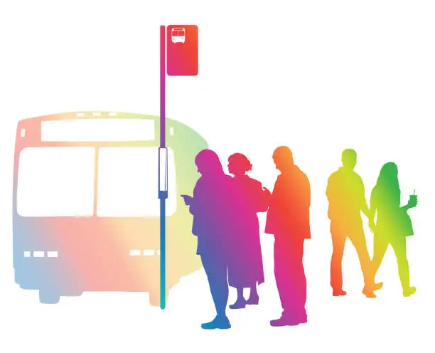 Vector illustration of Walking Or Waiting Rainbow