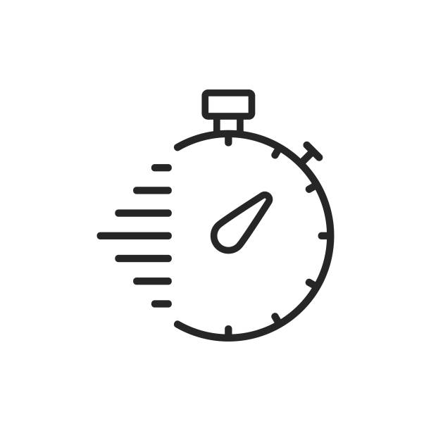 Stopwatch, Delivery Line Icon. Editable Stroke. Pixel Perfect. For Mobile and Web. Outline Icon with Editable Stroke. 1 minute challenge stock illustrations