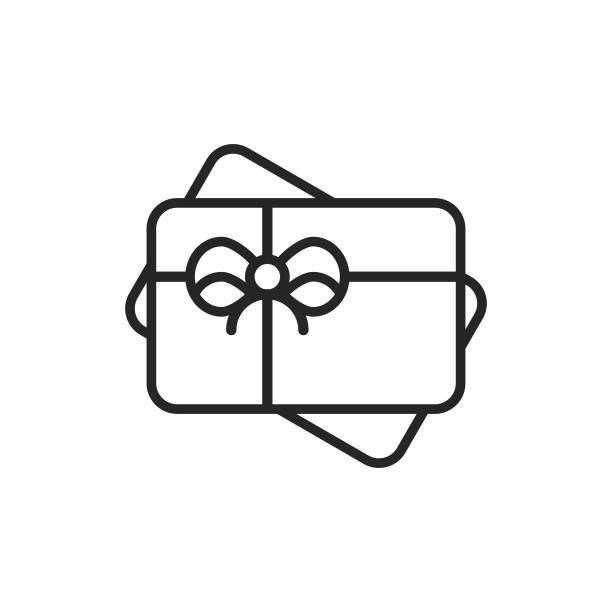 ilustraciones, imágenes clip art, dibujos animados e iconos de stock de icono de línea de tarjeta regalo. trazo editable. pixel perfect. para móvil y web. - gift card