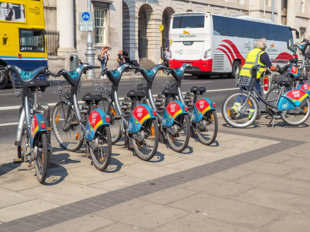 Bike-share In Dublin Dublin/Ireland-July 7th, 2018:A bike-share stop in Dublin Ireland. coke zero photos stock pictures, royalty-free photos & images