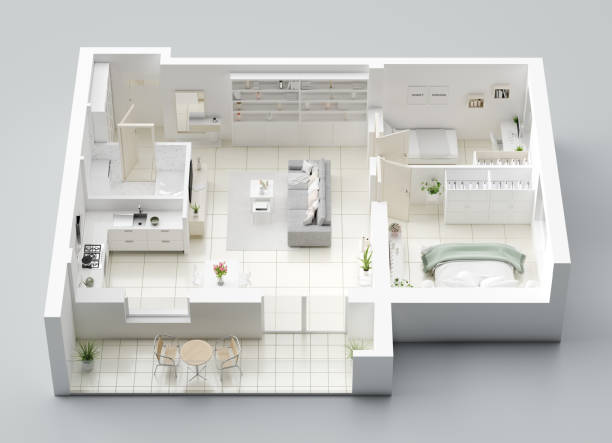 istock 3D Floor plan of a home. Open concept living apartment layout 1137454796