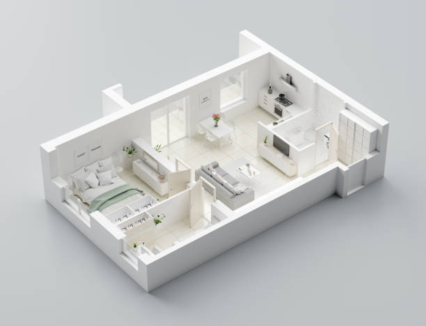 istock 3D Floor plan of a home. Open concept living apartment layout 1137454799