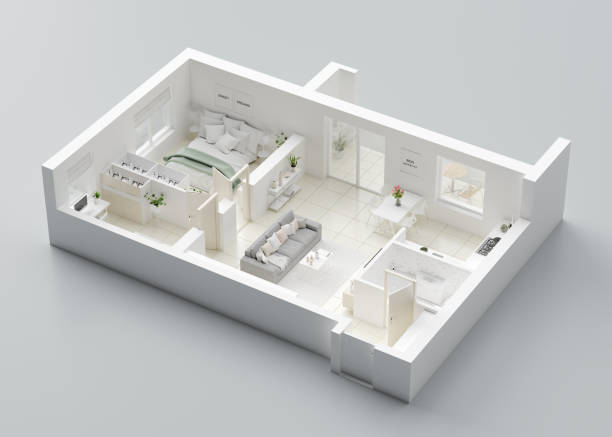istock 3D Floor plan of a home. Open concept living apartment layout 1137454802