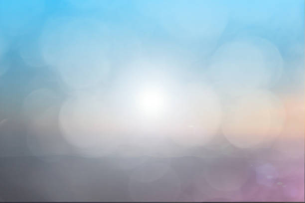 Abstract double exposure of blurred beautiful natural soft beauty sky landscape background and ray flare light bokeh bulb at travel and Summer holiday concept. - Image