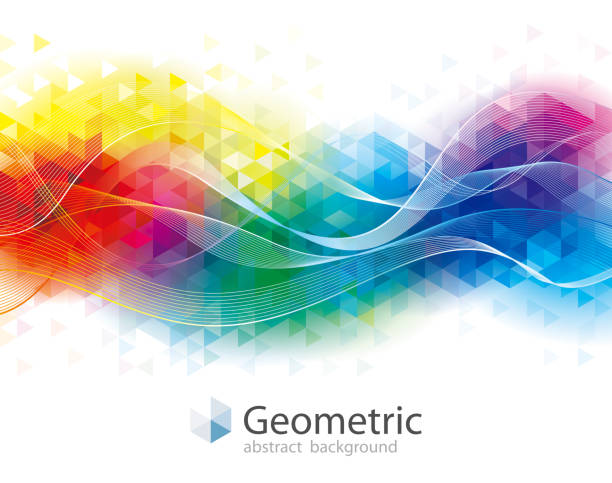 ilustraciones, imágenes clip art, dibujos animados e iconos de stock de colorido geométrico y fondo de onda - spectrum