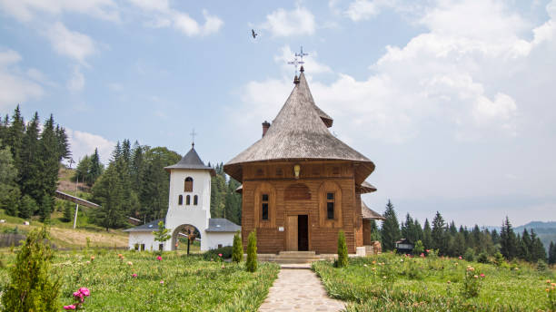 istock Beautiful Wood Monastery in high Mountains , Moldava 1137462311