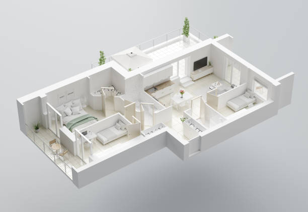 istock 3D Floor plan of a home. Open concept living apartment layout 1137467773
