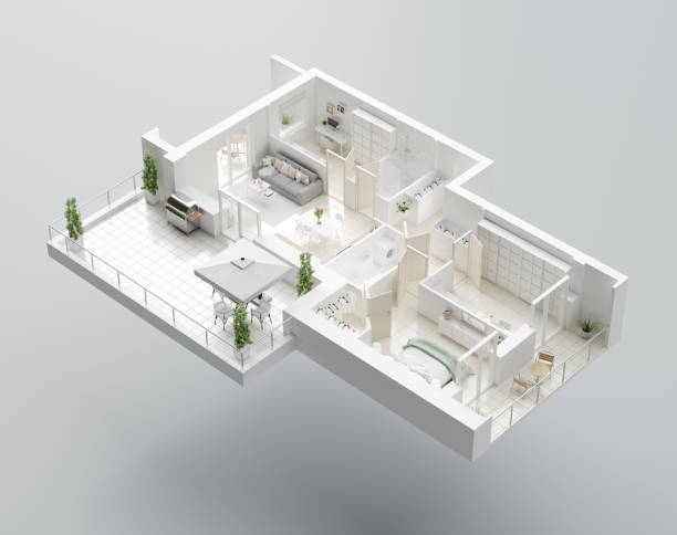 istock 3D Floor plan of a home. Open concept living apartment layout 1137467774