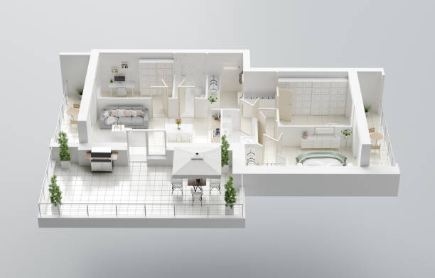 istock 3D Floor plan of a home. Open concept living apartment layout 1137467776
