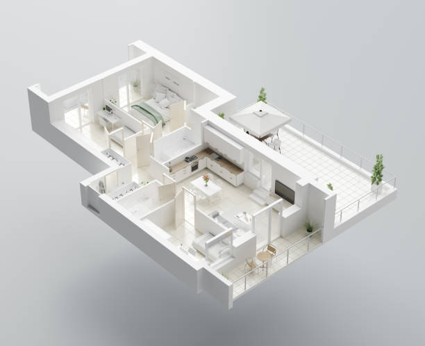istock 3D Floor plan of a home. Open concept living apartment layout 1137467785