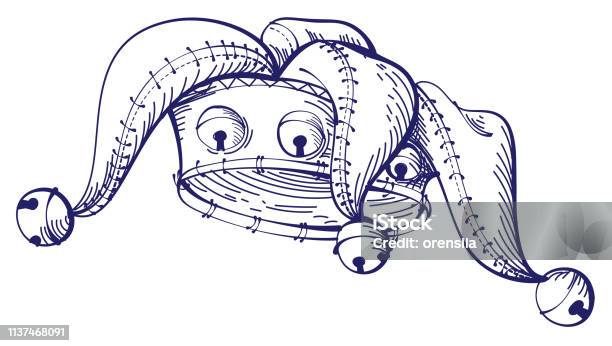 Sketch Drawing Clown Crown Symbol April Fools Day Stock Illustration - Download Image Now - Hat, Clown, Jester