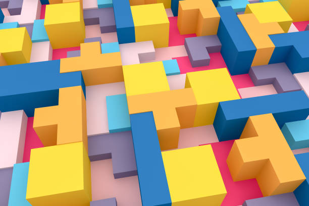 istock 3D Abstract geometric shapes, logic game 1137475805